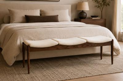  Stamford Modern Wave III Bench in Natural Walnut by Stamford Modern