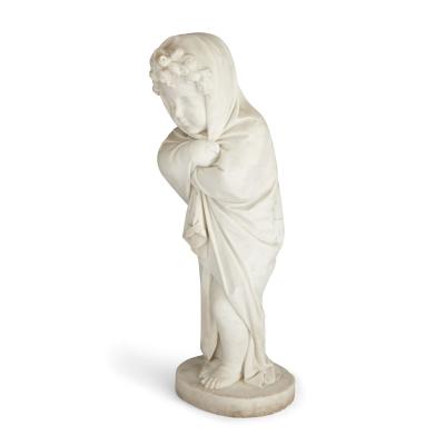  Stampanoni Pair of large Italian Carrara marble putti sculptures by Stampanoni
