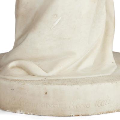  Stampanoni Pair of large Italian Carrara marble putti sculptures by Stampanoni