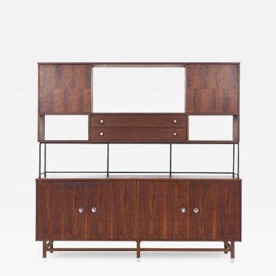  Stanley Furniture Stanley Mid Century Walnut Credenza and Hutch