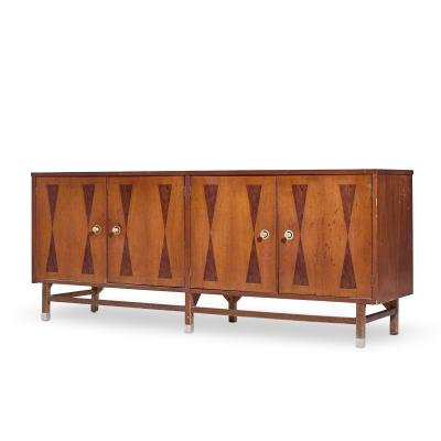 Stanley Furniture Stanley Mid Century Walnut Harlequin Credenza