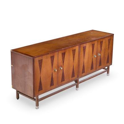  Stanley Furniture Stanley Mid Century Walnut Harlequin Credenza