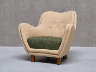 Sten Wic ns M belfabrik Pair of Sten Wic ns Armchairs in Pierre Frey Fabric and Elm Sweden 1950s