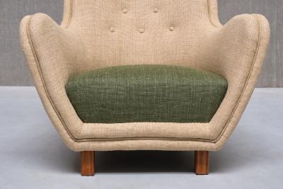 Sten Wic ns M belfabrik Pair of Sten Wic ns Armchairs in Pierre Frey Fabric and Elm Sweden 1950s