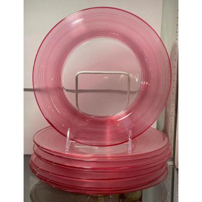  Steuben Glass 1920s Art Deco Frederick Carder for Steuben Pink Threaded Crystal Plates