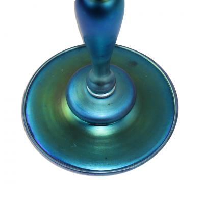  Steuben Glass Steuben Blue Aurene Glass Candlestick