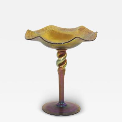  Steuben Glass Steuben Gold Aurene Glass Floriform Compote