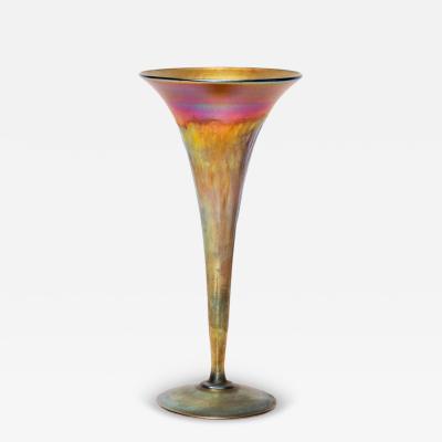  Steuben Glass Steuben Gold Aurene Glass Trumpet Vase