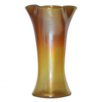  Steuben Glass Steuben Gold Aurene Widebase Glass Vase
