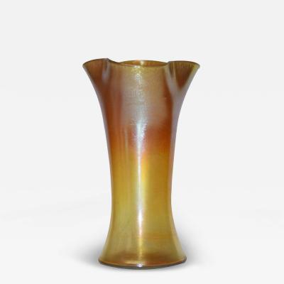  Steuben Glass Steuben Gold Aurene Widebase Glass Vase