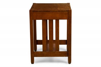  Stickley Bros Stickley Bros Mission Oak table desk with a drawer and side slat design