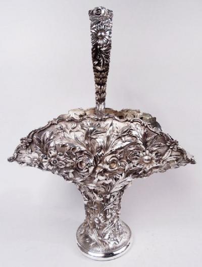  Stieff Gorgeous Stieff Baltimore Repousse Sterling Silver Bridal Basket 1914