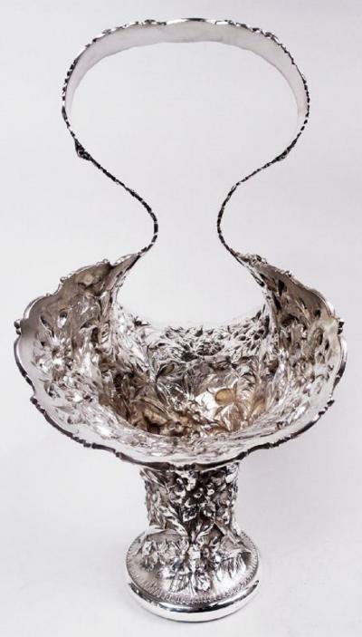 Stieff Gorgeous Stieff Baltimore Repousse Sterling Silver Bridal Basket 1914