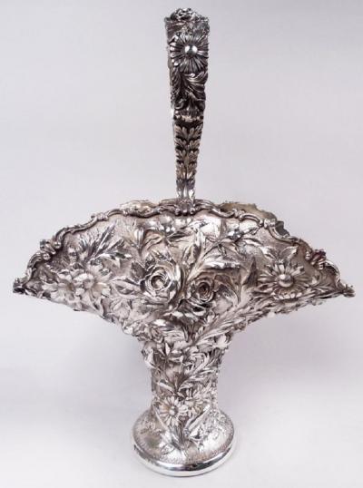  Stieff Gorgeous Stieff Baltimore Repousse Sterling Silver Bridal Basket 1914
