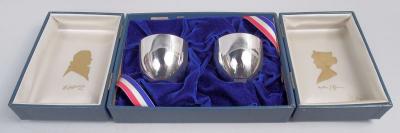  Stieff Pair of Stieff Colonial Revival Sterling Silver Jefferson Cups in Case