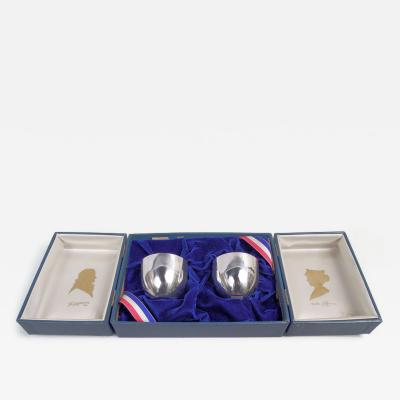  Stieff Pair of Stieff Colonial Revival Sterling Silver Jefferson Cups in Case