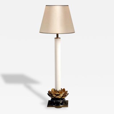  Stiffel A Bespoken Stiffel Brass Lamp with a Lotus Design Base