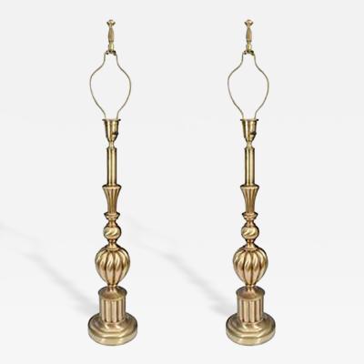  Stiffel Beautiful Pair of Brass Hollywood Regency Lamps by Stiffel