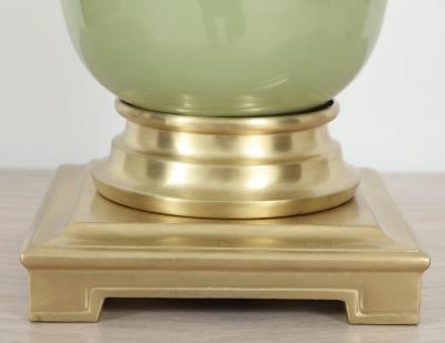  Stiffel Celadon Green Ceramic Brass Lamps