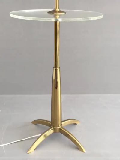  Stiffel Lamp Company Brass and Acrylic Floor Lamp End Table