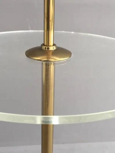  Stiffel Lamp Company Brass and Acrylic Floor Lamp End Table
