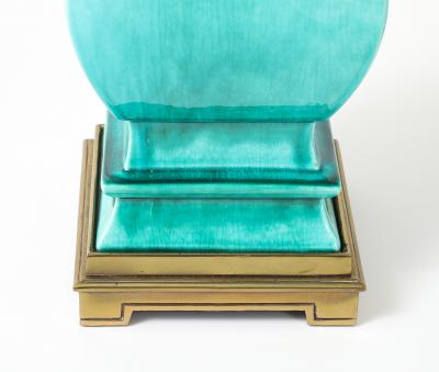  Stiffel Lamp Company Pair of 1960s Jade Green Ceramic Pagoda Lamps by Stiffel Lamp company