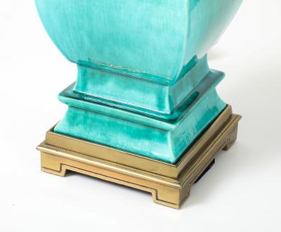  Stiffel Lamp Company Pair of 1960s Jade Green Ceramic Pagoda Lamps by Stiffel Lamp company