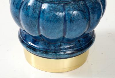  Stiffel Lamp Company Pair of Ceramic Lamps with a Blue Crackle Glaze 