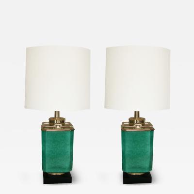  Stiffel Lamp Company Pair of Ceramic and Brass Table Lamps by Stiffel