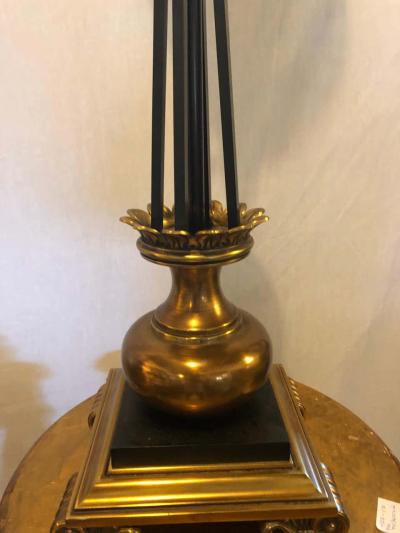  Stiffel Lamp Company Pair of Hollywood Regency Stiffel Co Brass and Ebonized Column Form Table Lamp