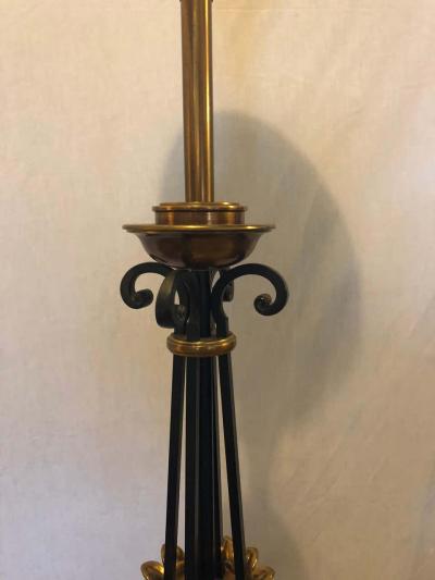  Stiffel Lamp Company Pair of Hollywood Regency Stiffel Co Brass and Ebonized Column Form Table Lamp