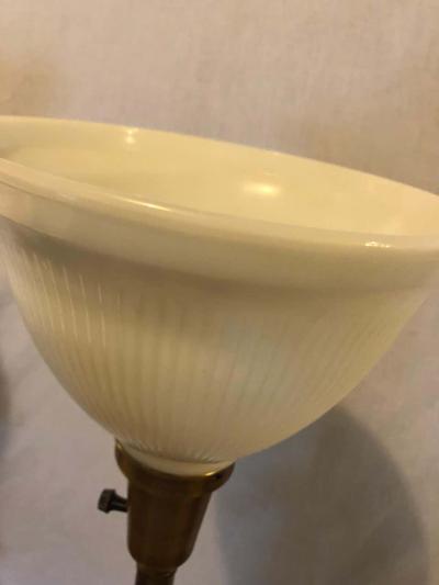  Stiffel Lamp Company Pair of Hollywood Regency Stiffel Co Brass and Ebonized Column Form Table Lamp