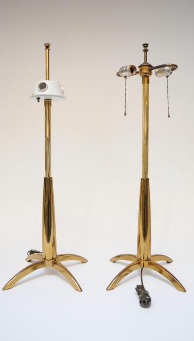  Stiffel Lamp Company Pair of Mid Century Stiffel Rocket Table Lamps in Brass
