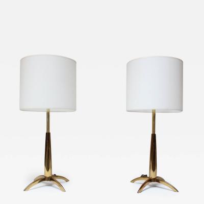  Stiffel Lamp Company Pair of Mid Century Stiffel Rocket Table Lamps in Brass