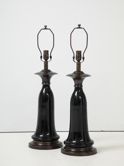  Stiffel Lamp Company Stiffel Black Porcelain Lamps