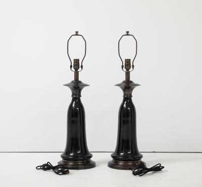  Stiffel Lamp Company Stiffel Black Porcelain Lamps