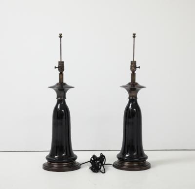  Stiffel Lamp Company Stiffel Black Porcelain Lamps