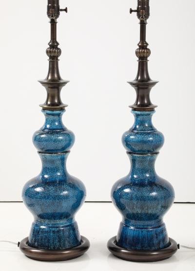  Stiffel Lamp Company Stiffel Bronze Blue Porcelain Lamps