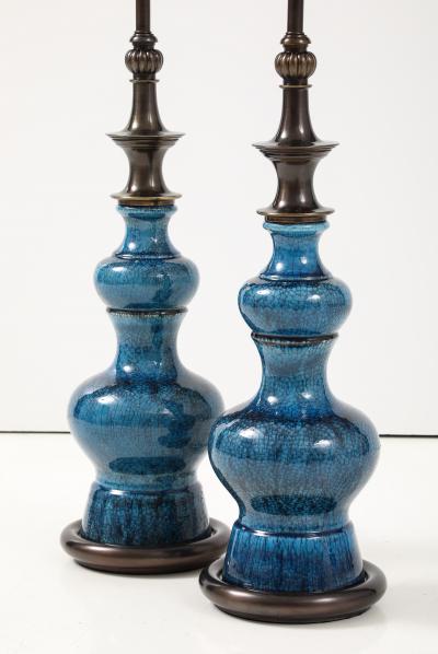  Stiffel Lamp Company Stiffel Bronze Blue Porcelain Lamps