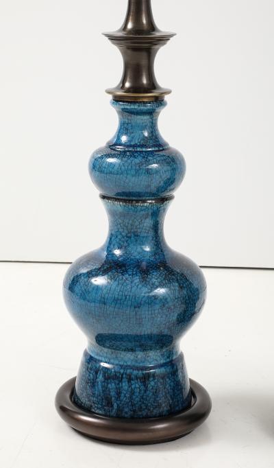  Stiffel Lamp Company Stiffel Bronze Blue Porcelain Lamps