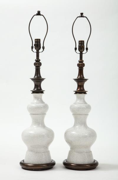  Stiffel Lamp Company Stiffel Bronze Crackled Porcelain Lamps
