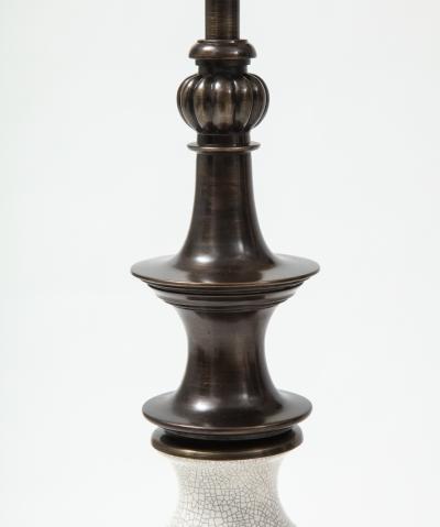  Stiffel Lamp Company Stiffel Bronze Crackled Porcelain Lamps
