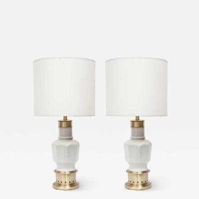 Stiffel Lamp Company - Celadon Green Ceramic, Brass Lamps