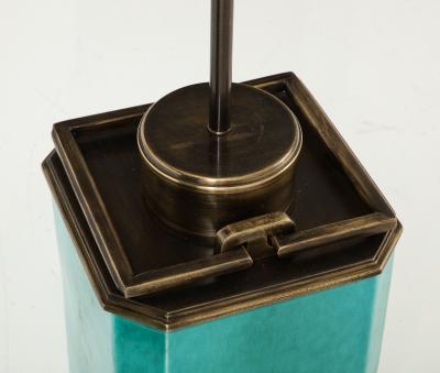 Stiffel Lamp Company Stiffel Large Jade Green Porcelain Brass Lamps