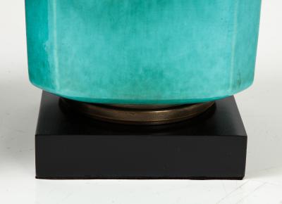Stiffel Lamp Company Stiffel Large Jade Green Porcelain Brass Lamps