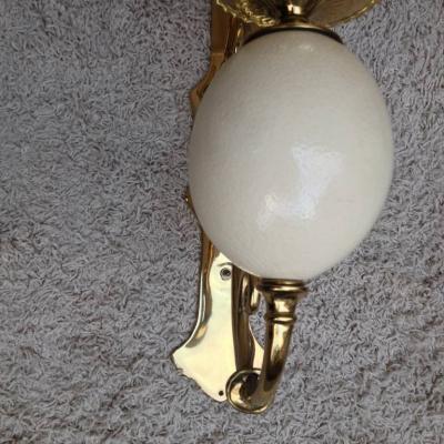  Stiffel Pair of Brass Ostrich Egg Wall Sconces 1990