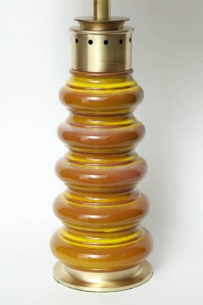  Stiffel Stiffel Ochre Glazed Ceramic Lamps