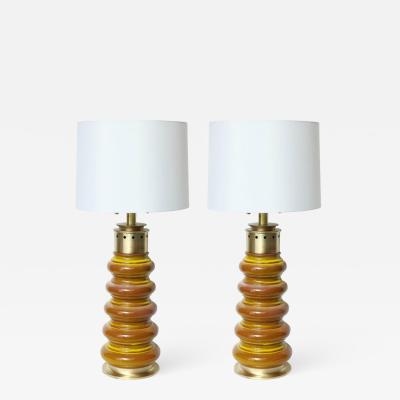  Stiffel Stiffel Ochre Glazed Ceramic Lamps