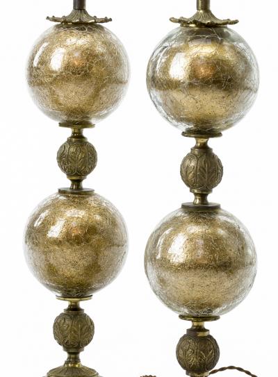  Stiffel Stiffel gold irised glass awesome pair of lamp with gold brass accent