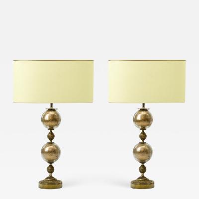  Stiffel Stiffel gold irised glass awesome pair of lamp with gold brass accent
